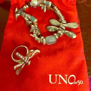 Uno de 60 ring and dragonfly’s bracelet